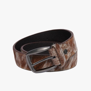 Ceinture en cuir de vachette véritable avec poils, motif fourrure, pour homme, style décontracté, haute qualité, longueur personnalisable - Product Image 4