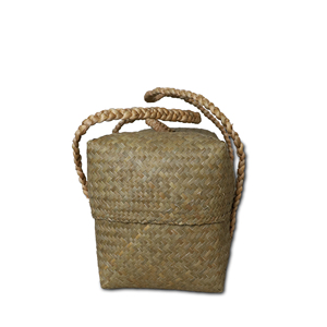 Panier de rangement suspendu en jacinthe d'eau tressé à la main, écologique, avec poignées tressées pour la cuisine et la garde-robe - Product Image 2