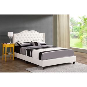 Letto Imbottito Glory Furniture Joy G1926 FB Completamente Bianco, Comodo ed Elegante - Product Image 4