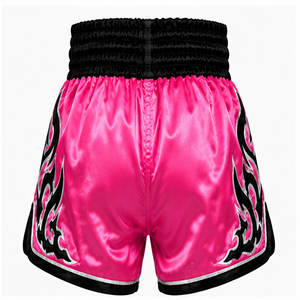 Pantalones Cortos de Boxeo Rosa con Diseño de Llama Negra, Logotipo Frontal, Unisex, Corte Regular para Adultos, Transpirables, Ligeros, de Secado Rápido, Duraderos, para Combate - Product Image 2