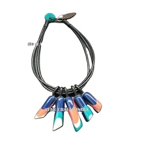 คุณภาพสูงสแตนเลสเครื่องประดับแฟชั่นสำหรับผู้หญิงวินเทจหนังสายเรซินจี้สร้อยคอต่างหูคริสเตียน - Product Image 1