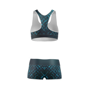 Ensemble de sport 2 pièces pour femme : Crop top léger à col rond et short taille mi-haute en tissu intelligent extensible et écologique - Product Image 3