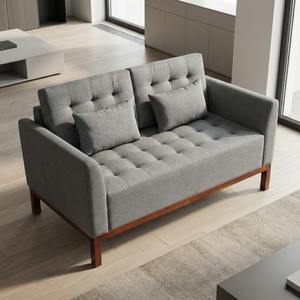 Sofá Seccional Tradicional de Dos Plazas para Uso Comercial en Salas de Estar y Escuelas con Estructura de Madera Indonesia y Tapicería de Lino - Product Image 1