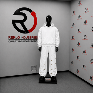 Ensemble de survêtement blanc oversize pour homme, streetwear personnalisé, sweat-shirt à capuche et pantalon large à boutons-pression, vente en gros de vêtements de sport C - Product Image 3