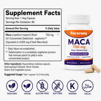 Capsules de Maca OEM 750mg Gélatinisées Concentré 6:1 - Végétalien Sans OGM 90 gélules Soutien à la Santé Reproductive Vente en Gros Marque Privée