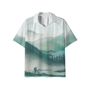 Unisex Short Sleeve Polo Shirt Mountain Bike Print Sublimated Breathable <b>Polyester</b> Regular Fit All Seasons Adult Top - Product Image 1