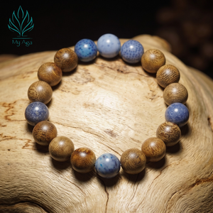 Pulsera de Agarwood Vietnamita Popular, Regalo Clásico AL-SX-0044-10 con 6 Cuentas de Coral Azul y 12 Cuentas de Agarwood Natural de 10mm - Product Image 2