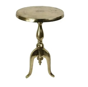 Traditional Brass Finish <b>Round</b> Coffee <b>Table</b> with Antique Finish Decorative Living Room Furniture Metal Top and Frame - Product Image 1