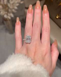 4.5 Carat Radiant Cut Diamond Engagement <b>Ring</b> for Women | Hidden Halo <b>Solitaire</b> Wedding <b>Ring</b> IGI Certified Gold - Product Image 3