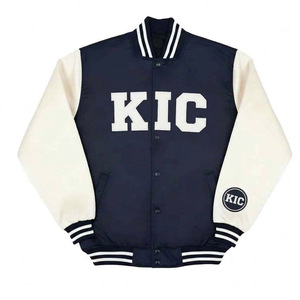 KIC <b>Men's</b> Varsity <b>Jacket</b> Navy <b>White</b> Letter Embroidered Preppy Style Regular Fit Autumn Outerwear - Product Image 2