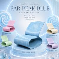 Fauteuil sculptural imprimé en 3D, mobilier ergonomique moderne pour salon, collection Lollipop, bleu Peak, fabriqué en Chine