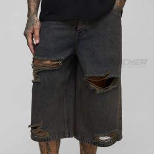 Shorts de mezclilla rectos de verano Y2K personalizados de Spandex/Poliéster con cierre de cremallera, estilo urbano, precio de fábrica para pedidos al por mayor - Product Image 1