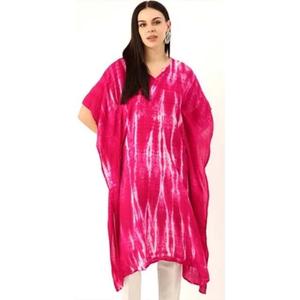 Vestido Kaftán Maxi Rosa Tie-Dye para Mujer, 100% Algodón, Ligero - Product Image 1