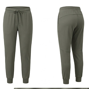 Joggers Drawstring Waist Ankle-Length Solid Color Latest Style Outdoor Joggers Gym Wear Straight Leg <b>Trouser</b> Drawstring Waist - Product Image 1