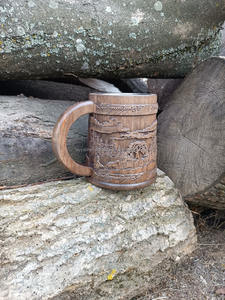 Mug en bois personnalisé avec motif de cheval rustique Mug en bois artisanal avec design sur le thème du cheval - Product Image 4