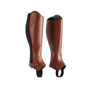 Western Professional Horse Riding <b>Chaps</b> <b>Half</b> Lightweight Genuine Leather Equestrian Adjustable Riding Wear for Outdoor - Product Image 1