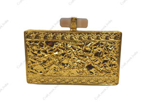 Pochette indienne artisanale en nacre avec centre en agate verte et filigrane en laiton – Sac de soirée de luxe pour mariage - Product Image 4