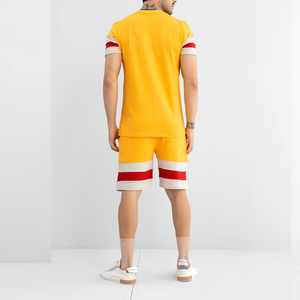 Ensemble décontracté pour homme en coton doux 100 %, respirant, pour l'été, avec t-shirt à manches courtes et short assorti, style imprimé décontracté - Product Image 3