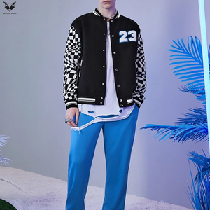 เสื้อแจ็คเก็ตเบสบอลแบบหนา สีขาวดำ ตัดสี สำหรับทุกฤดู เหมาะสำหรับในเมืองและกิจกรรมกลางแจ้ง ซักเครื่องได้ - Product Image 2