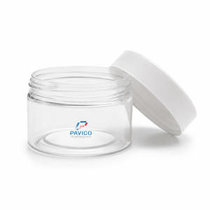 Pot cosmétique rond en plastique transparent de 80 ml avec couvercle à vis blanc pour l'emballage des soins de la peau, fabricant au Vietnam - Product Image 1