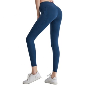 Custom Logo Women's Gym Fitness Leggings New Design Solid Pattern Yoga <b>Pants</b> with Scrunch Booty and Pocket Lift - Product Image 1