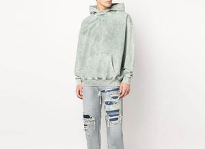 เสื้อฮู้ดดี้ผู้ชายแบบย้อมสีพื้นผ้าฝ้ายเฟรนช์เทอร์รี่ แขนยาวทรงปกติ สไตล์ฤดูใบไม้ร่วง - Product Image 2