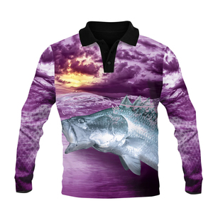 Camiseta Polo de Pesca de Manga Larga, Sublimada Personalizada, Transpirable, Antibacteriana, Tallas Grandes, Spandex/Poliéster, UPF 50+ - Product Image 1