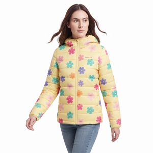 Abrigo Acolchado con Cinturón y Estampado Floral para Mujer, Chaqueta de Invierno con Capucha, Acolchado, Cálido, para Exteriores, Informal, a la Moda, Nuevo - Product Image 3