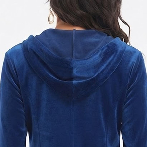 Sweat-shirt à capuche en velours bleu, coupe classique, unisexe, décontracté, pour l'automne - Product Image 4