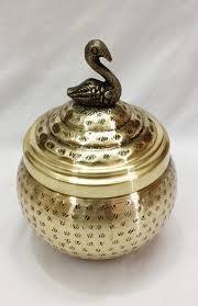 Handcrafted Brass Storage Bowl with Swan <b>Lid</b> Handle <b>Decorative</b> Metal Organizer Jar - Product Image 2