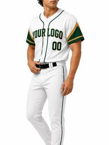 Maillot de baseball personnalisé pour homme, blanc, manches courtes, impression sublimée, polyester anti-humidité, uniforme d'équipe, logo personnalisé sur le devant - Product Image 5