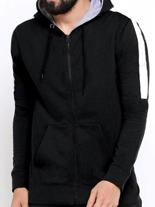 Men Black <b>White</b> Panel Stripe Full Zip Hoodie Tracksuit Two <b>Piece</b> <b>Set</b> Slim Fit Cuffed Jogger Pants Casual Athletic Sport Suit - Product Image 5