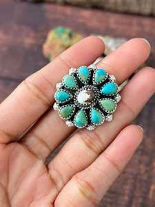 Kingman Turquoise Wild Horse Magnesite <b>Adjustable</b> <b>Ring</b> Handmade Sterling Silver Southwestern Boho Artisan Jewelry - Product Image 6