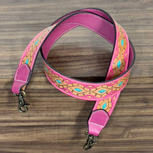 Genuine Full Tooled Cow Leather Straps <b>Camera</b> Bag Strap Unisex High Quality Genuine Leather Replacement Purse Strap Belt - Product Image 2