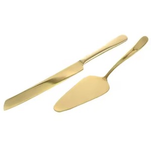 Contemporary Cake Serving Kit Metal Knife and Server Stainless Steel Dessert Server Party <b>Tools</b> - Product Image 4