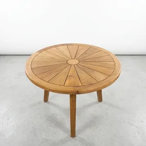Modern Teak <b>Wood</b> Outdoor Round <b>Table</b> Design Durable Natural Finish for Patio <b>Garden</b> Furniture - Product Image 5