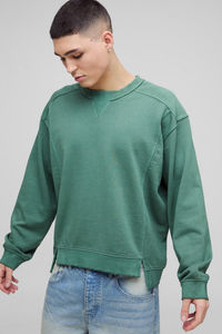 เสื้อสเวตเชิ้ตคอกลมทรงโอเวอร์ไซส์สีน้ำตาลคุณภาพสูงรุ่นใหม่สำหรับผู้ชาย ผลิตจากผ้าฝ้ายผสม ราคาโรงงาน - Product Image 3