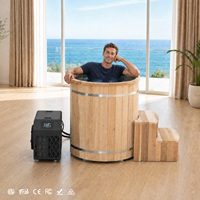 Baignoire ronde en cèdre rouge pour bain froid avec revêtement en acier inoxydable 304, certifiée ETL et CE, pour une relaxation certifiée à domicile