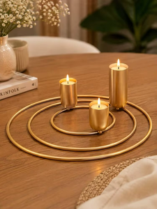 Candelabro de Hierro Artesanal con Tres Brazos y Diseño de Anillo Moderno, Decoración para el Hogar, Metal Duradero, Hecho a Mano, Impresión Personalizable - Product Image 5