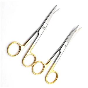 Kit chirurgical manuel en acier inoxydable avec finition or rose, ciseaux à sourcils, petites pinces courbées pour extensions de cils, outil de beauté - Product Image 2