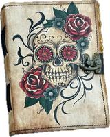 Carnet de notes NEW ERA vintage avec impression de crâne en relief, reliure cousue en cuir, impression UV de haute qualité, 100 feuilles de papier sans bois, idéal comme cadeau