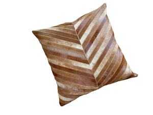 Luxury Square Cowhide <b>Leather</b> Pillow <b>Cover</b> Light Brown Patchwork Design Anti-Dust Mite Anti-Bacteria Export Quality for Hotel - Product Image 4