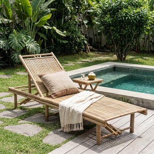 Chaise longue de luxe en bambou pour hôtel-resort, mobilier en bambou pliable, fabrication vietnamienne par King Craft Viet - Product Image 1