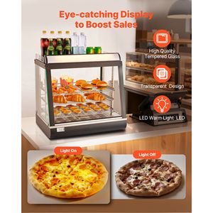 Espositore Riscaldato per Alimenti a 3 Livelli con Luci LED, 1200W, Ripiani Regolabili, Controllo Manuale della Temperatura 86-185°F - Product Image 4