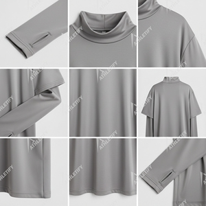 T-shirt de sport modeste pour femme, manches longues, épaules tombantes, avec trous pour les pouces, respirant, UPF50+, pour fitness, course et gym - Product Image 6