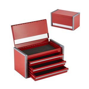 Caja de Herramientas Metálica Portátil de 8.6 Pulgadas con 3 Cajones, Caja Resistente Pequeña con Forros de EVA y Patas de PP - Product Image 1