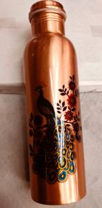 Bouteille d'eau en cuivre à motif paon, Bouteilles en cuivre pour boire, Bouteille en cuivre pur, Bouteille aux bienfaits pour la santé Ayurveda Yoga - Product Image 4