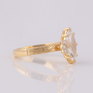 แหวนเพชรเพาะเลี้ยงในห้องปฏิบัติการ รับรองโดย IGI แหวนแต่งงาน แหวนชุบทอง 14K เพชรทรงบริลเลียนท์มาร์คีส์ - Product Image 3