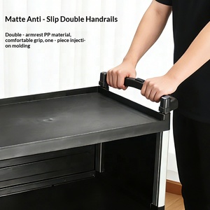 Chariot de service multifonctionnel en plastique pour <span class=keywords><strong>restaurant</strong></span> mobile, chariot de rangement commercial à trois niveaux pour bols, chariot de service - Product Image 3