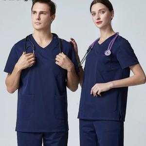 Conjunto de Uniforme Médico Azul Marino Unisex con Logotipo Personalizado, Uniforme Profesional con Cuello en V para Doctores, Personal de Enfermería, Clínicas de Salud - Product Image 2